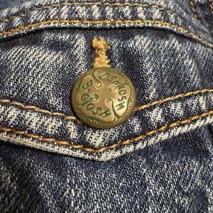 Kids Size 5 Vintage Oshkosh B'gosh Brass Clover Buttons Denim Jacket 100% Cotton